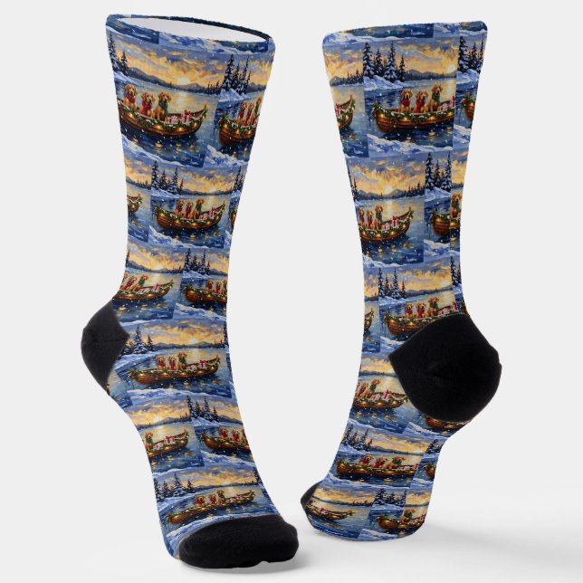 Chesapeake Bay Retriever Christmas Boat Holiday Socken (Gewinkelt)