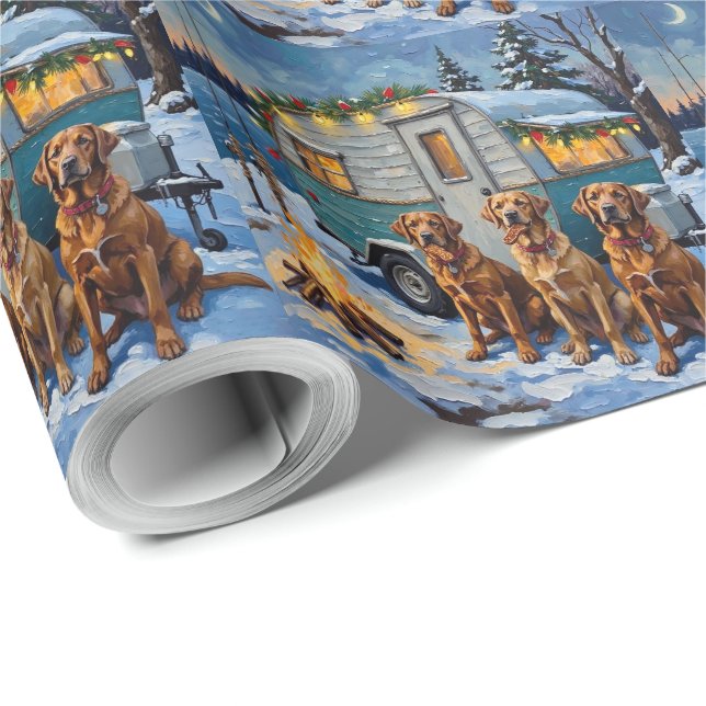 Chesapeake Bay Retriever Christmas Camping Camper  Geschenkpapier (Rolleneckpunkt)
