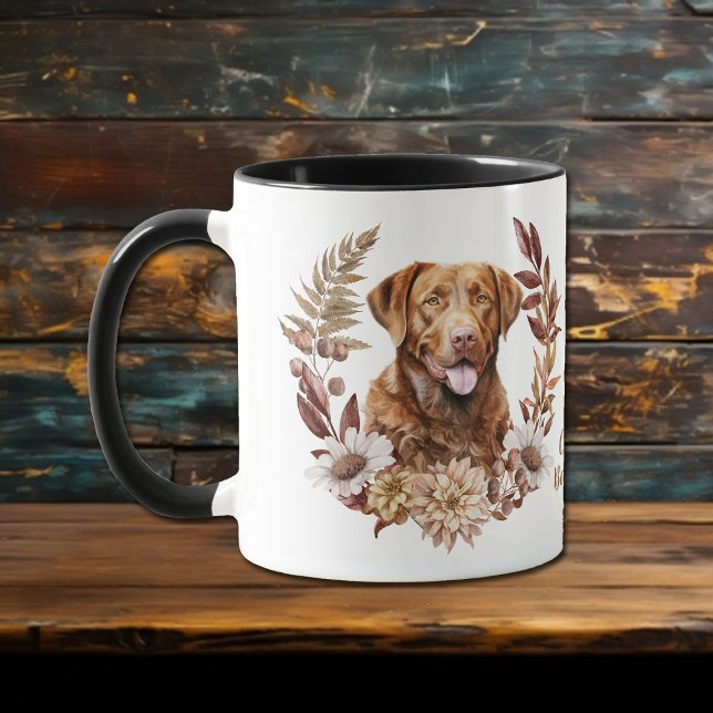 Chesapeake Bay Retriever Hund Herbstkranz Tasse (Von Creator hochgeladen)