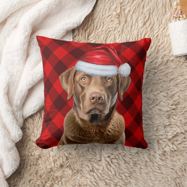 Chesapeake Bay Retriever Karierter Weihnachtsfeier Kissen (Decke)