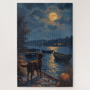 Chesapeake Bay Retriever Lakeside Halloween Kunst Puzzle