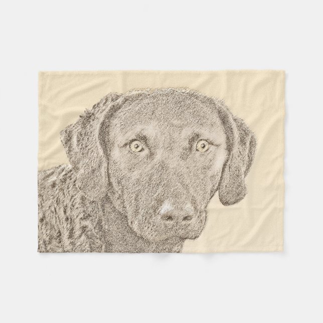 Chesapeake Bay Retriever Malerei Original Dog Art Fleecedecke (Vorderseite (Horizontal))