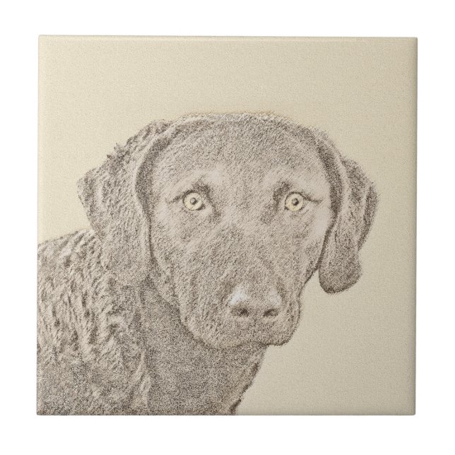 Chesapeake Bay Retriever Malerei Original Dog Art Fliese (Vorderseite)