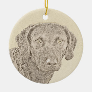 Chesapeake Bay Retriever Malerei Original Dog Art Keramikornament