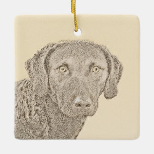 Chesapeake Bay Retriever Malerei Original Dog Art Keramikornament