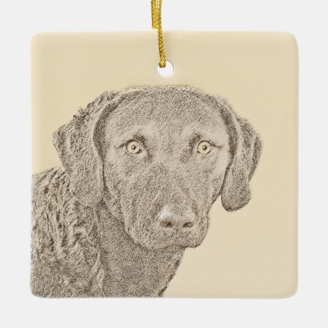 Chesapeake Bay Retriever Malerei Original Dog Art Keramikornament (Vorderseite)