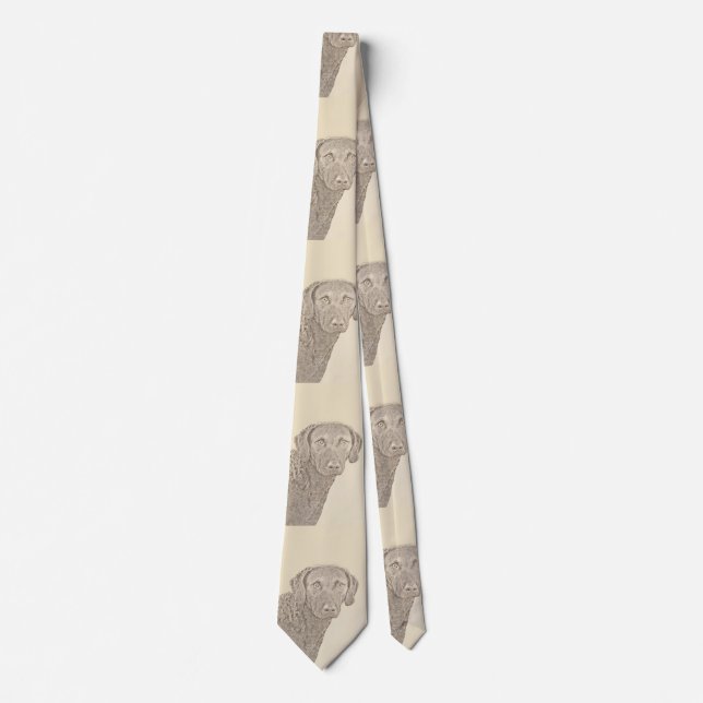 Chesapeake Bay Retriever Malerei Original Dog Art Krawatte (Vorderseite)