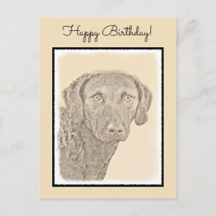 Chesapeake Bay Retriever Malerei Original Dog Art Postkarte