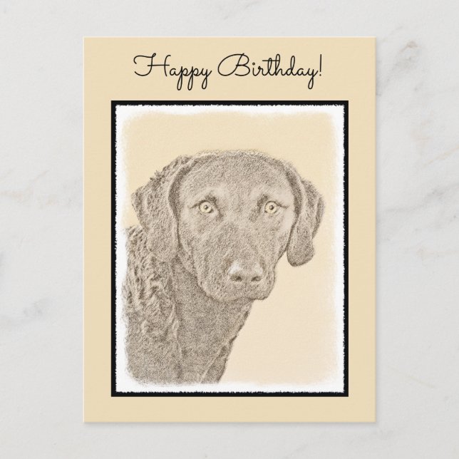 Chesapeake Bay Retriever Malerei Original Dog Art Postkarte (Vorderseite)