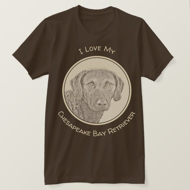 Chesapeake Bay Retriever Malerei Original Dog Art T-Shirt (Design vorne)