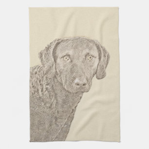 Chesapeake Bay Retriever Malerei Original Hund Kun Geschirrtuch