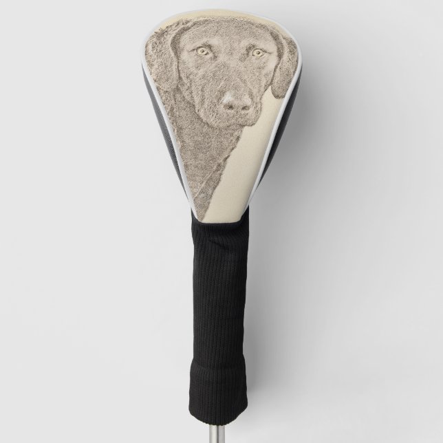 Chesapeake Bay Retriever Malerei Original Hund Kun Golf Headcover (Vorderseite)