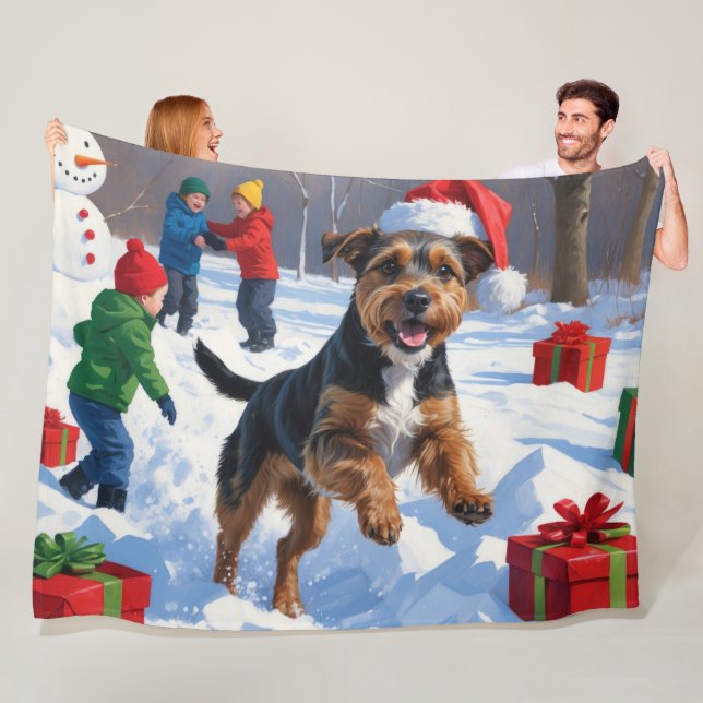 Chesapeake Bay Retriever Schnee mit Weihnachtsmütz Fleecedecke (Beispiel)