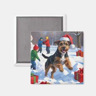 Chesapeake Bay Retriever Schnee mit Weihnachtsmütz Magnet