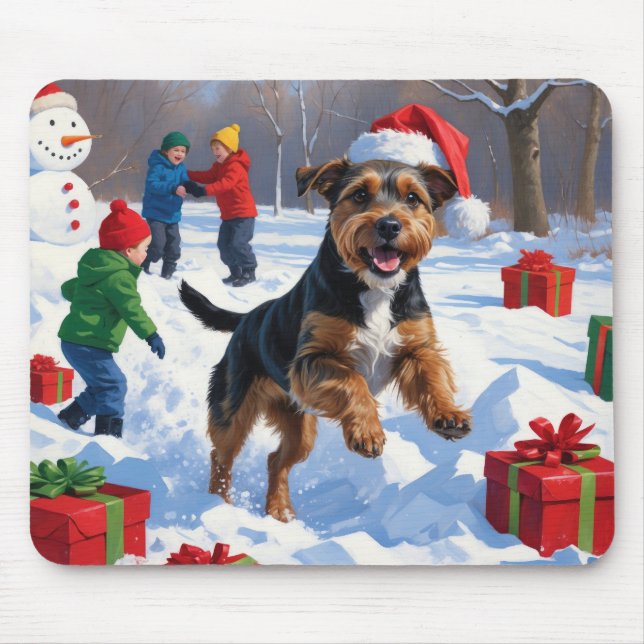Chesapeake Bay Retriever Schnee mit Weihnachtsmütz Mousepad (Vorne)