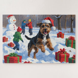 Chesapeake Bay Retriever Schnee mit Weihnachtsmütz Puzzle