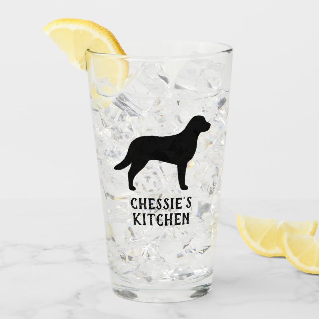 Chesapeake Bay Retriever Silhouette Chessie Dog Glas (Vorderseite Ice)