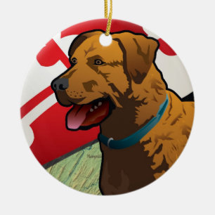 Chesapeake Bay-Retriever von Maryland, "Chessie " Keramikornament