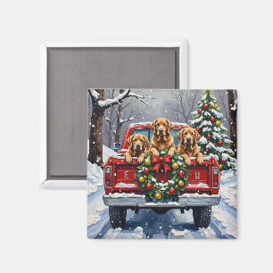 Chesapeake Bay Retriever Weihnachten Roter LKW Magnet