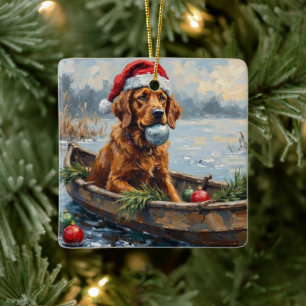 Chesapeake Bay Retriever Weihnachts-Jagdbboot Keramikornament