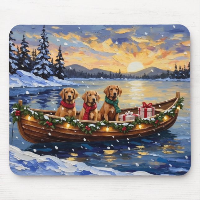 Chesapeake Bay Retriever Weihnachtsboot-Feiertag Mousepad (Vorne)