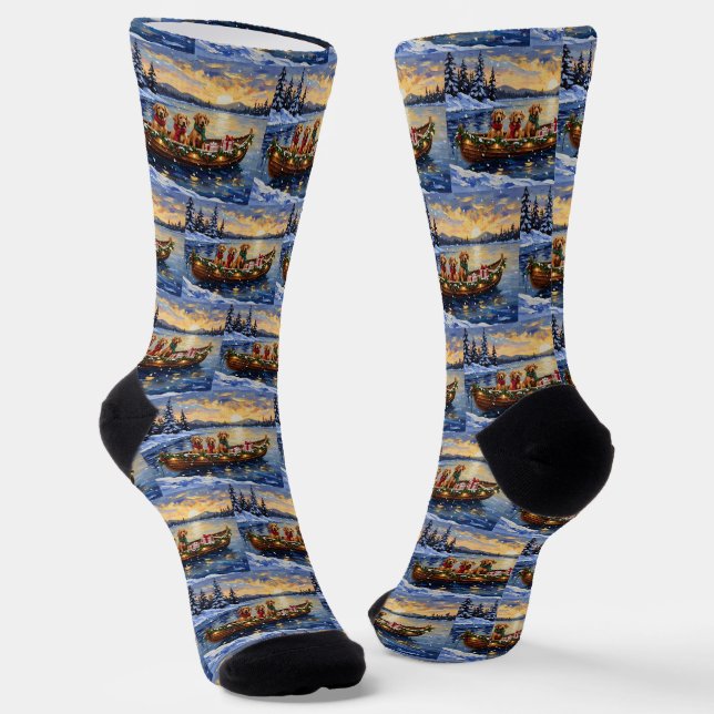 Chesapeake Bay Retriever Weihnachtsboot-Feiertag Socken (Gewinkelt)