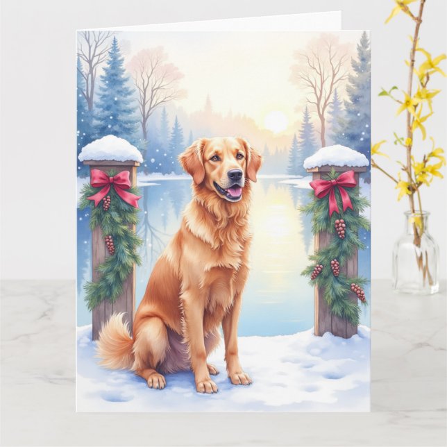 Chesapeake Bay Retriever Winter Lakeside Weihnacht Karte (Gelbe Blume)