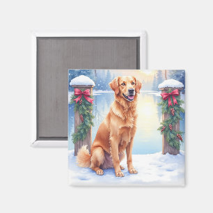 Chesapeake Bay Retriever Winter Lakeside Weihnacht Magnet