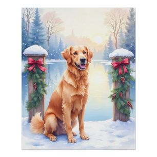 Chesapeake Bay Retriever Winter Lakeside Weihnacht Poster