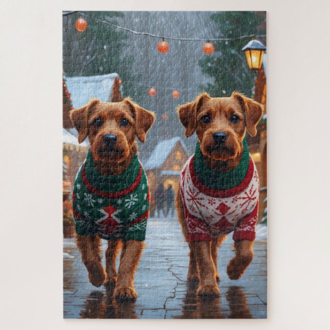 Chesapeake Bay Terrier Christmas Snow Holiday Puzzle (Vertikal)