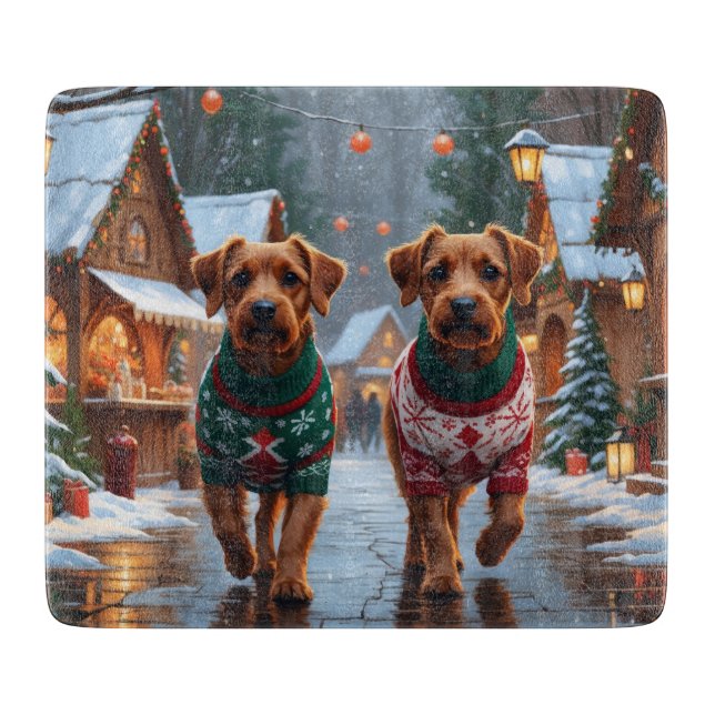 Chesapeake Bay Terrier Christmas Snow Holiday Schneidebrett (Vorderseite)