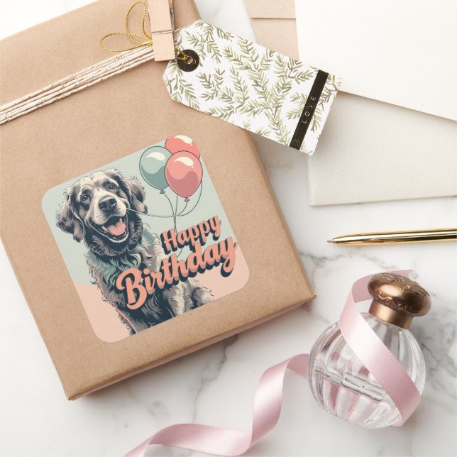 Chesapeake Bay Terrier Dog farbenfroh Quadratischer Aufkleber (Schenken)