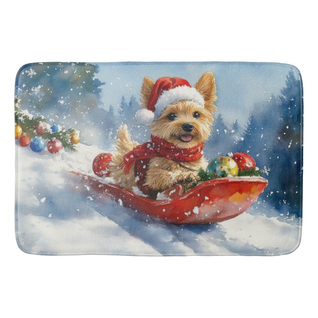 Chesapeake Bay Terrier Dog in Sledge Weihnachten Badematte (Vorderseite)