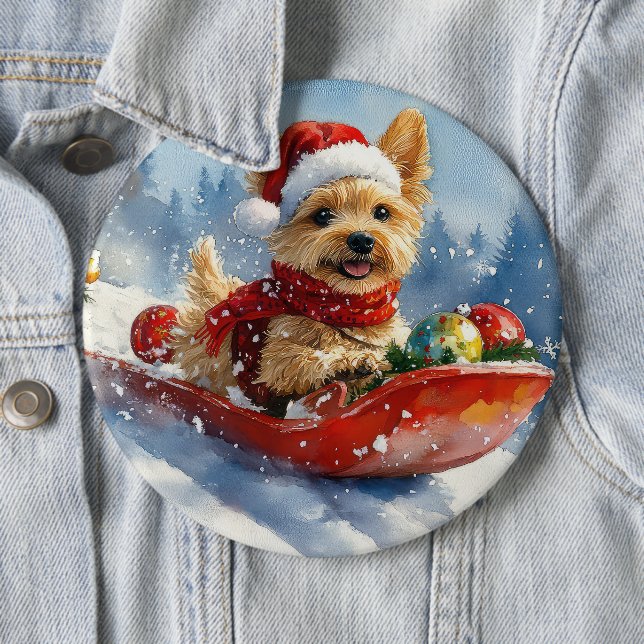 Chesapeake Bay Terrier Dog in Sledge Weihnachten Button (Beispiel)
