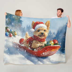 Chesapeake Bay Terrier Dog in Sledge Weihnachten Fleecedecke