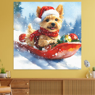 Chesapeake Bay Terrier Dog in Sledge Weihnachten Leinwanddruck