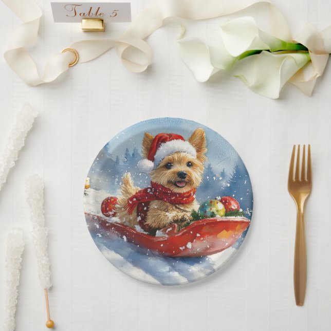 Chesapeake Bay Terrier Dog in Sledge Weihnachten Pappteller (Hochzeit)