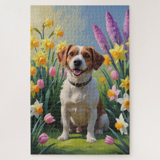 Chesapeake Bay Terrier Frühlingsblumen Malerei Puzzle (Vertikal)