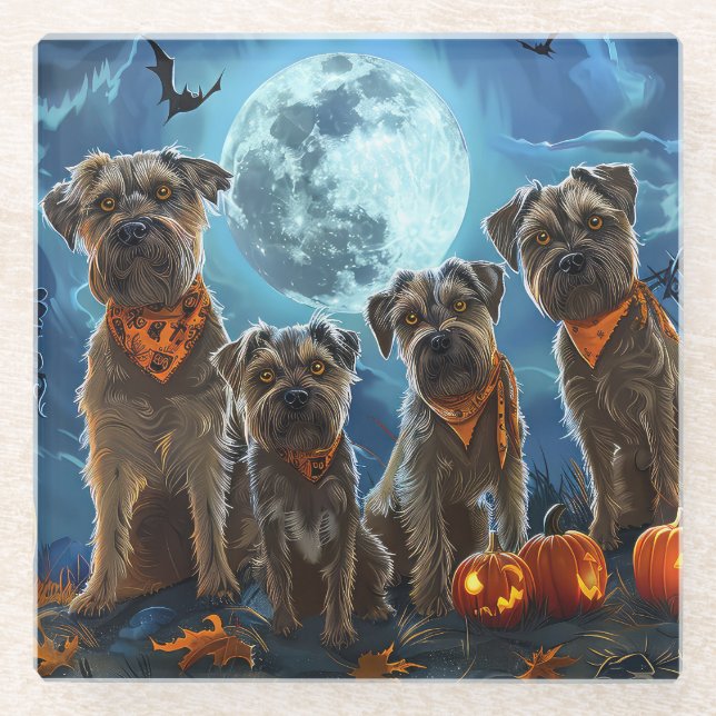 Chesapeake Bay Terrier Halloween Spooky Glasuntersetzer (Vorderseite)