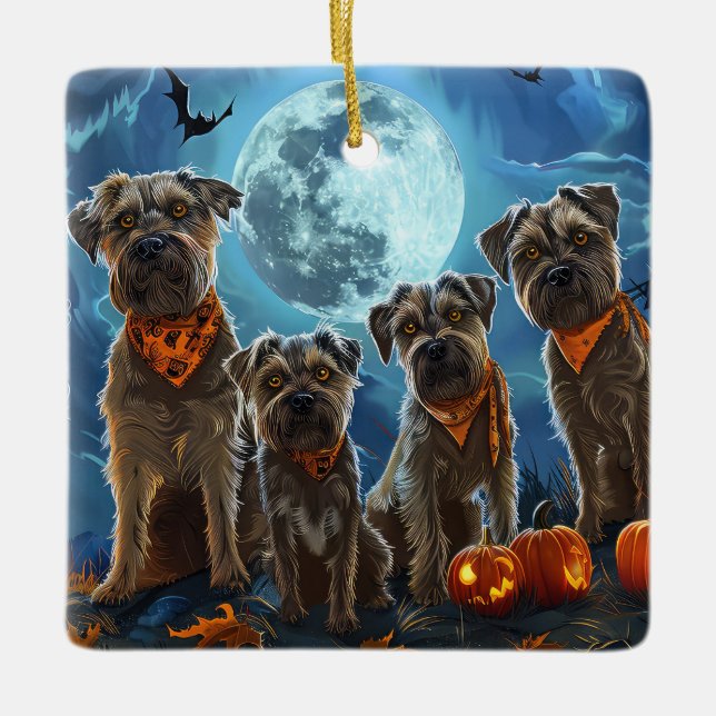 Chesapeake Bay Terrier Halloween Spooky Keramikornament (Vorderseite)
