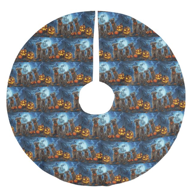 Chesapeake Bay Terrier Halloween Spooky Polyester Weihnachtsbaumdecke (Vorderseite)