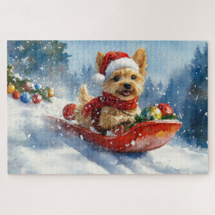 Chesapeake Bay Terrier Hund im Schlitten Weihnacht Puzzle