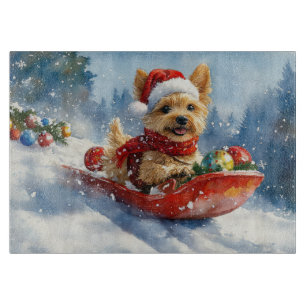 Chesapeake Bay Terrier Hund im Schlitten Weihnacht Schneidebrett