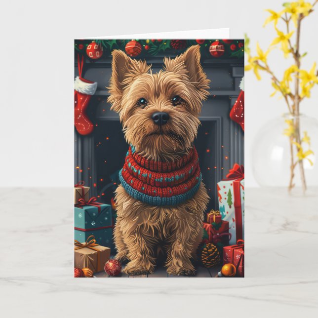 Chesapeake Bay Terrier Hund mit Weihnachtsgeschenk Karte (Gelbe Blume)