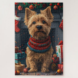 Chesapeake Bay Terrier Hund mit Weihnachtsgeschenk Puzzle
