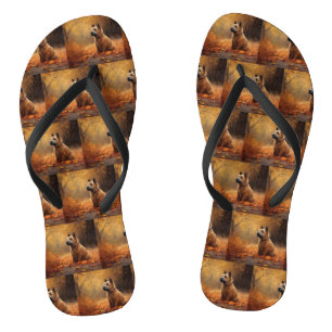 Chesapeake Bay Terrier im Herbst Verlassen Flip Flops