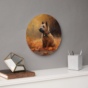 Chesapeake Bay Terrier im Herbstlaub Große Wanduhr