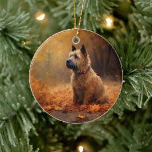 Chesapeake Bay Terrier im Herbstlaub Keramik Ornament