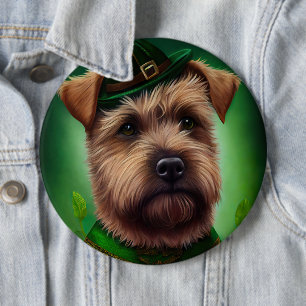 Chesapeake Bay Terrier in St Patrick's Day Dress Button