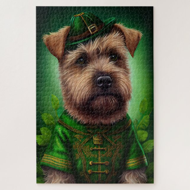 Chesapeake Bay Terrier in St Patrick's Day Dress Puzzle (Vertikal)
